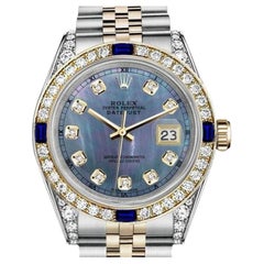 Retro Rolex Ladies 26mm Datejust Two Tone Jubilee Tahitian MOP Diamond Dial Watch