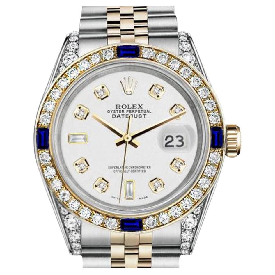 Rolex Ladies Datejust Two Tone Jubilee White Dial 8 + 2 Diamond Watch 69173