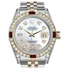 Used Rolex Ladies 26mm Datejust Two Tone Jubilee White MOP  8+2 Diamond Accent Watch