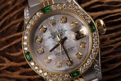 Rolex Ladies 26mm Datejust Two Tone Jubilee White MOP Dial Diamond Bezel Watch