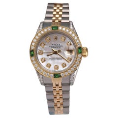 Vintage Rolex Ladies 26mm Datejust Two Tone Jubilee White MOP Dial Diamond Bezel Watch