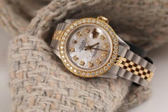 Rolex Ladies Datejust Vintage Diamond Bezel Two Tone White MOP Watch