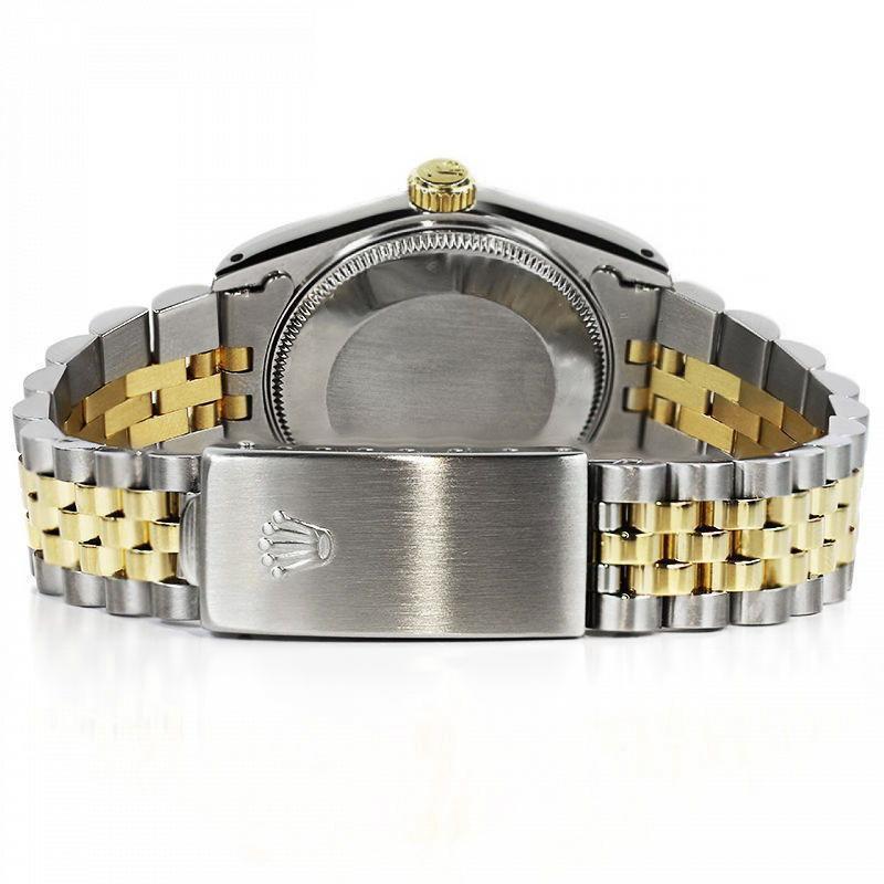 Round Cut Rolex Ladies Datejust Vintage Diamond Bezel White Roman Numeral Watch For Sale