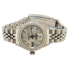 Rolex Ladies 26mm Datejust White MOP Diamond steel jubilee