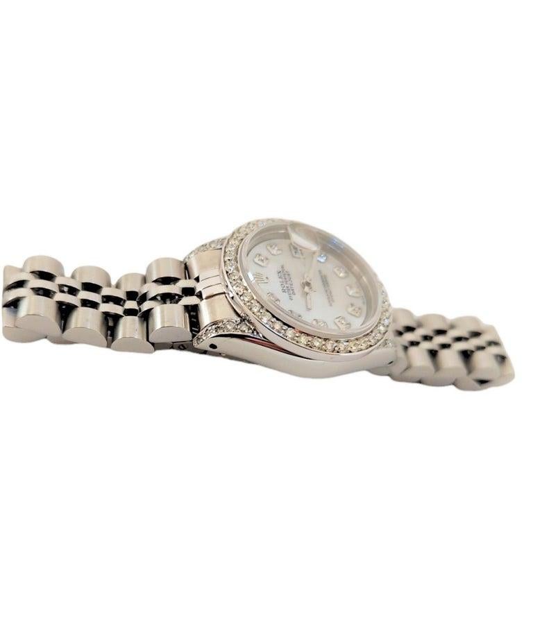 Taille ronde Rolex Montre Datejust, jubilee en acier et diamants blancs MOP pour femmes 26 mm en vente