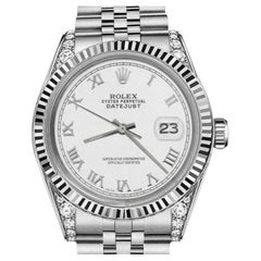 Vintage Rolex Ladies Datejust 26mm SS White Roman Numeral Dial Classic + Lugs  Watch