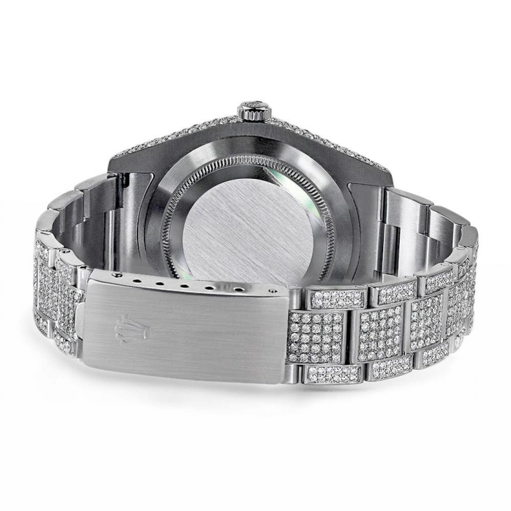 Rolex Montre Datejust noire et baguette, pour femmes, 31 mm, entièrement ornée de diamants, sur mesure Excellent état - En vente à New York, NY