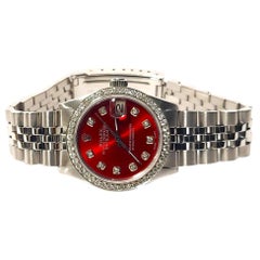Used Rolex Ladies 31mm Datejust 68274 Red Diamond jubilee steel 
