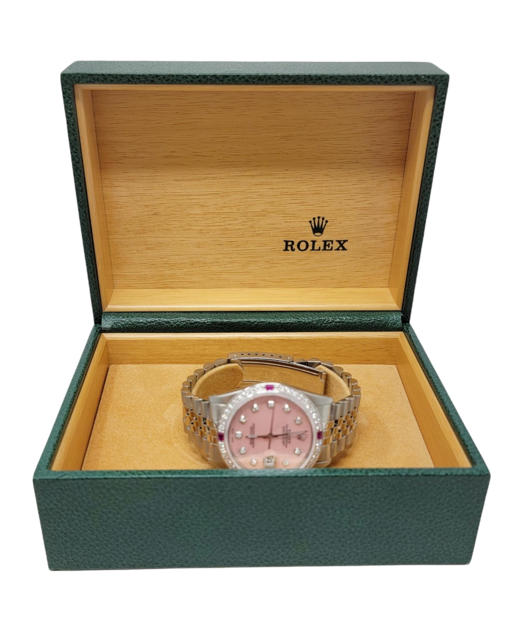 Rolex Ladies Datejust Watch with Diamond and Ruby Bezel, Jubilee Bracelet 6