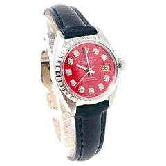 Rolex Ladies 6516 Datejust Red Diamond on Leather