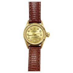 Antique Rolex Ladies 6619 Oyster Perpetual Diamond Dial 18K Yellow Gold