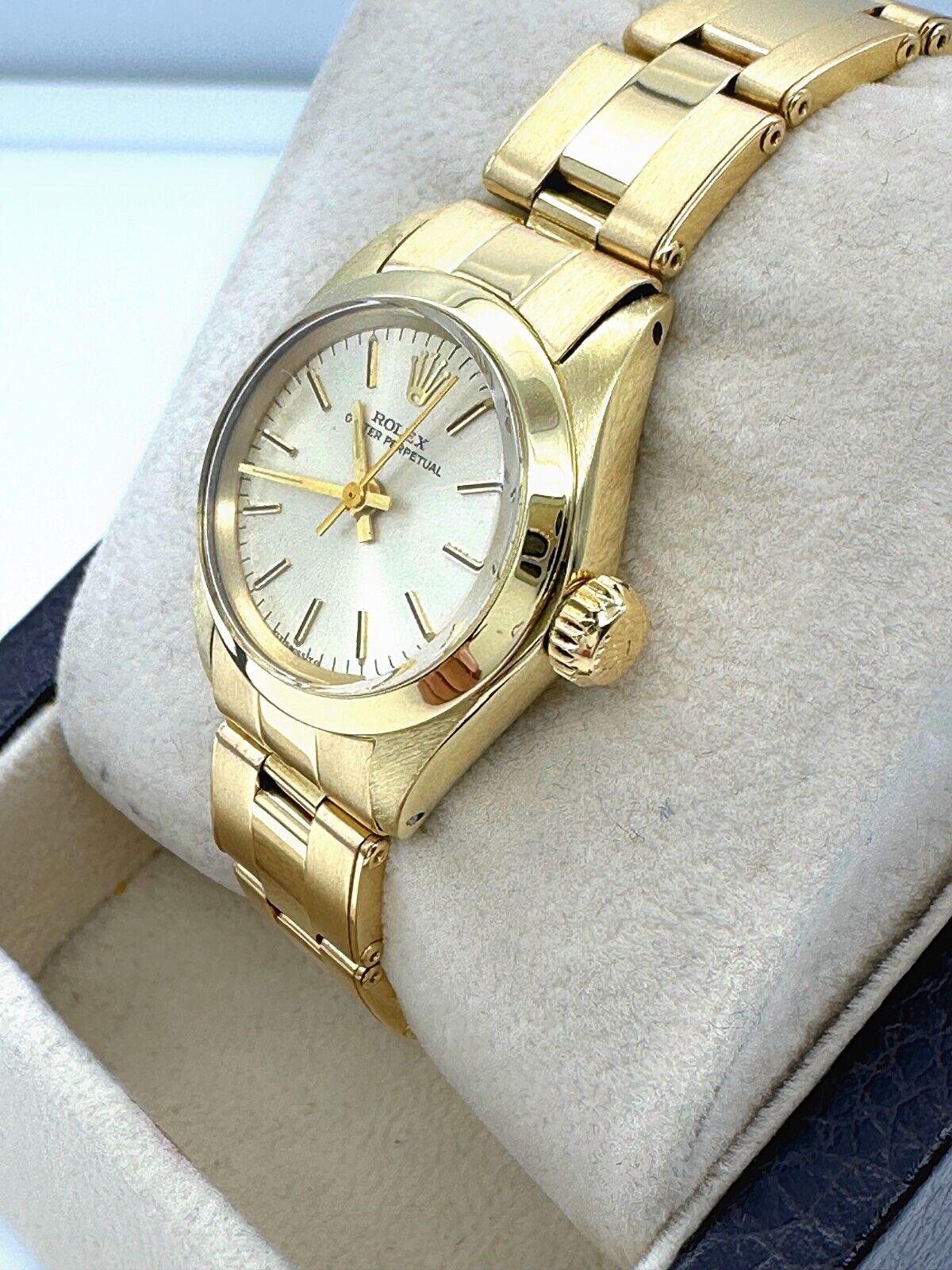 Rolex Ladies 6718 Oyster Perpetual Yellow Gold For Sale 1