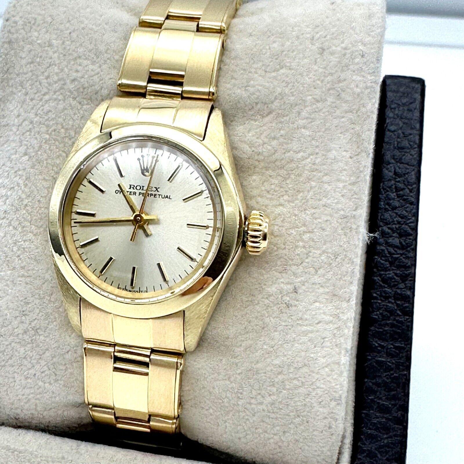 Rolex Ladies 6718 Oyster Perpetual Yellow Gold For Sale 2