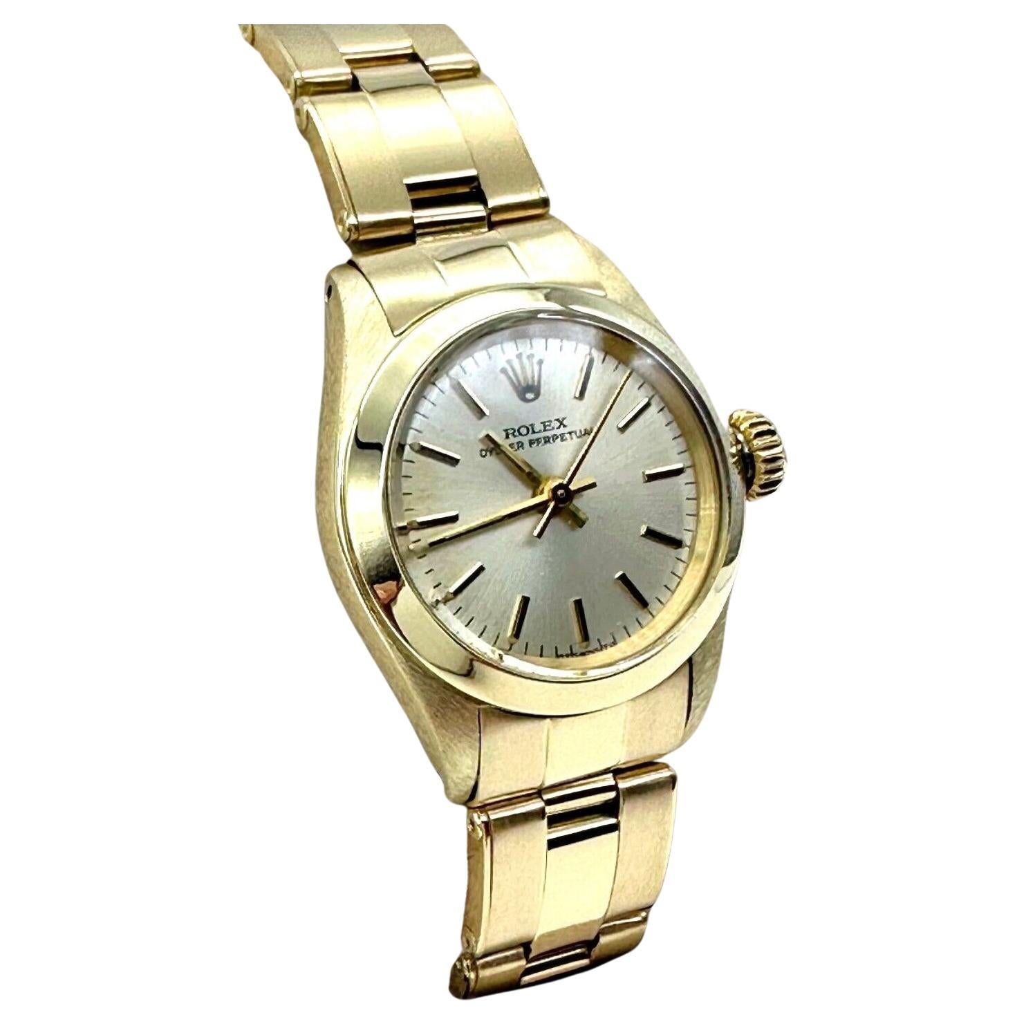 Rolex Ladies 6718 Oyster Perpetual Yellow Gold For Sale