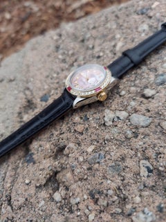 Rolex Ladies 6917 Datejust 26mm Pink MOP Diamond on Black Leather