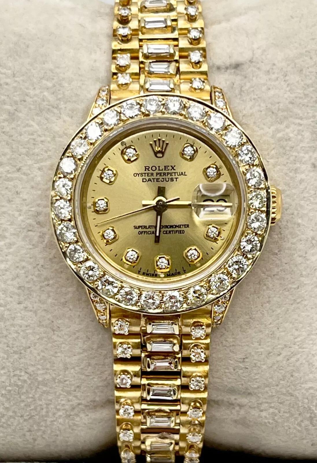 Rolex Damen 6917 Datejust President Diamant Zifferblatt Lünette Band 18K Gelbgold 1