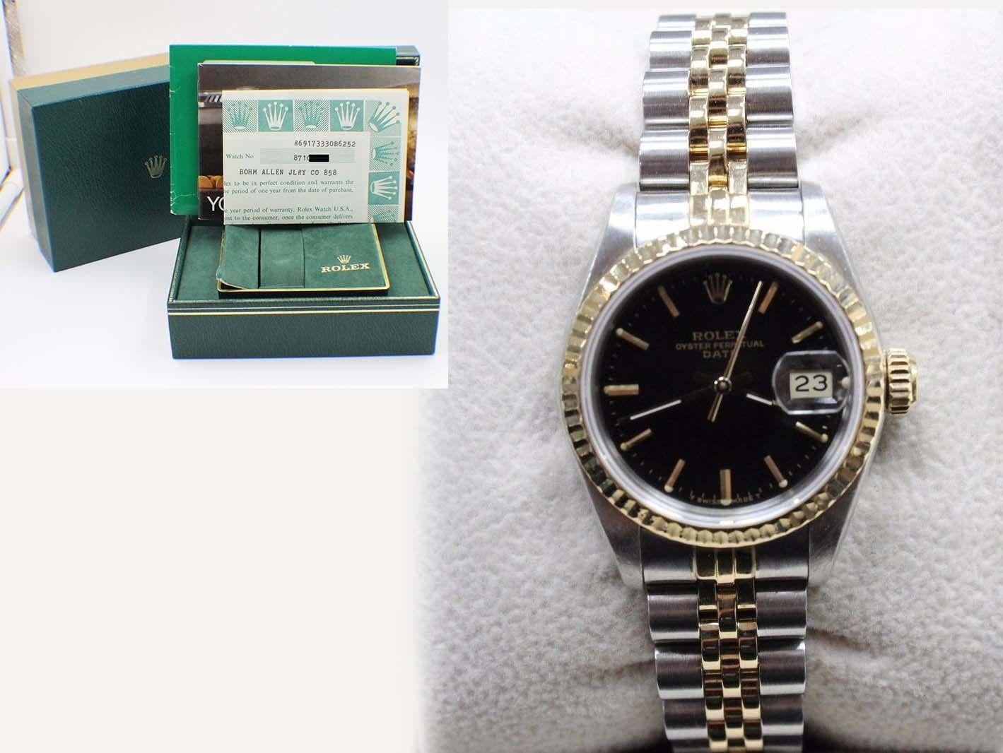 Rolex Ladies 69173 Date 18 Karat Yellow Gold and Stainless Steel Box and Papers 4