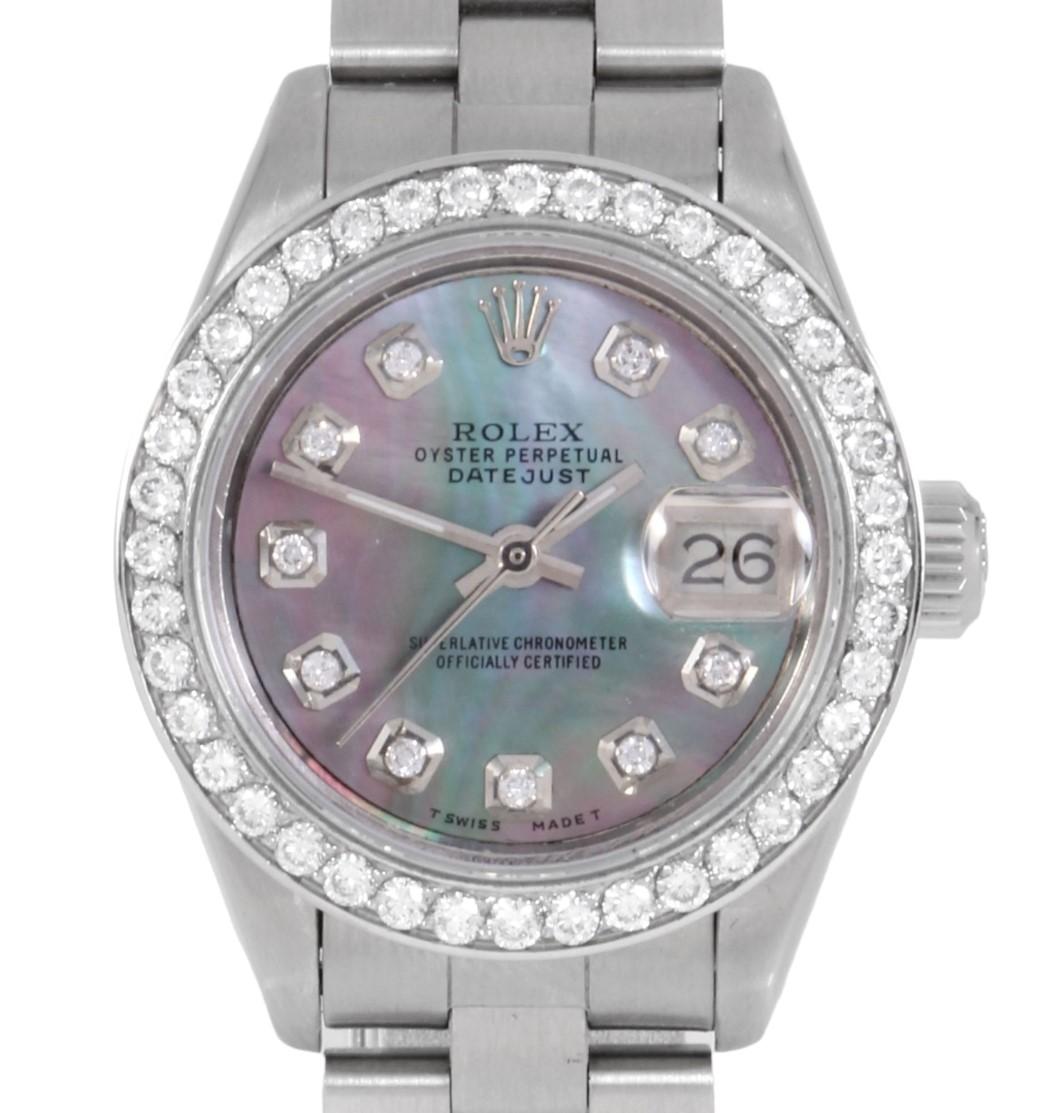 (Description de la montre)
Marque - Rolex
Sexe - Dames
Modèle - 6919 Datejust
Métaux - Acier inoxydable
Taille du boîtier - 26 mm
Lunette - Acier Diamant
Cristal - Saphir
Mouvement - Calibre automatique 2035
Cadran - Noir MP Diamond
Bracelet - Steel