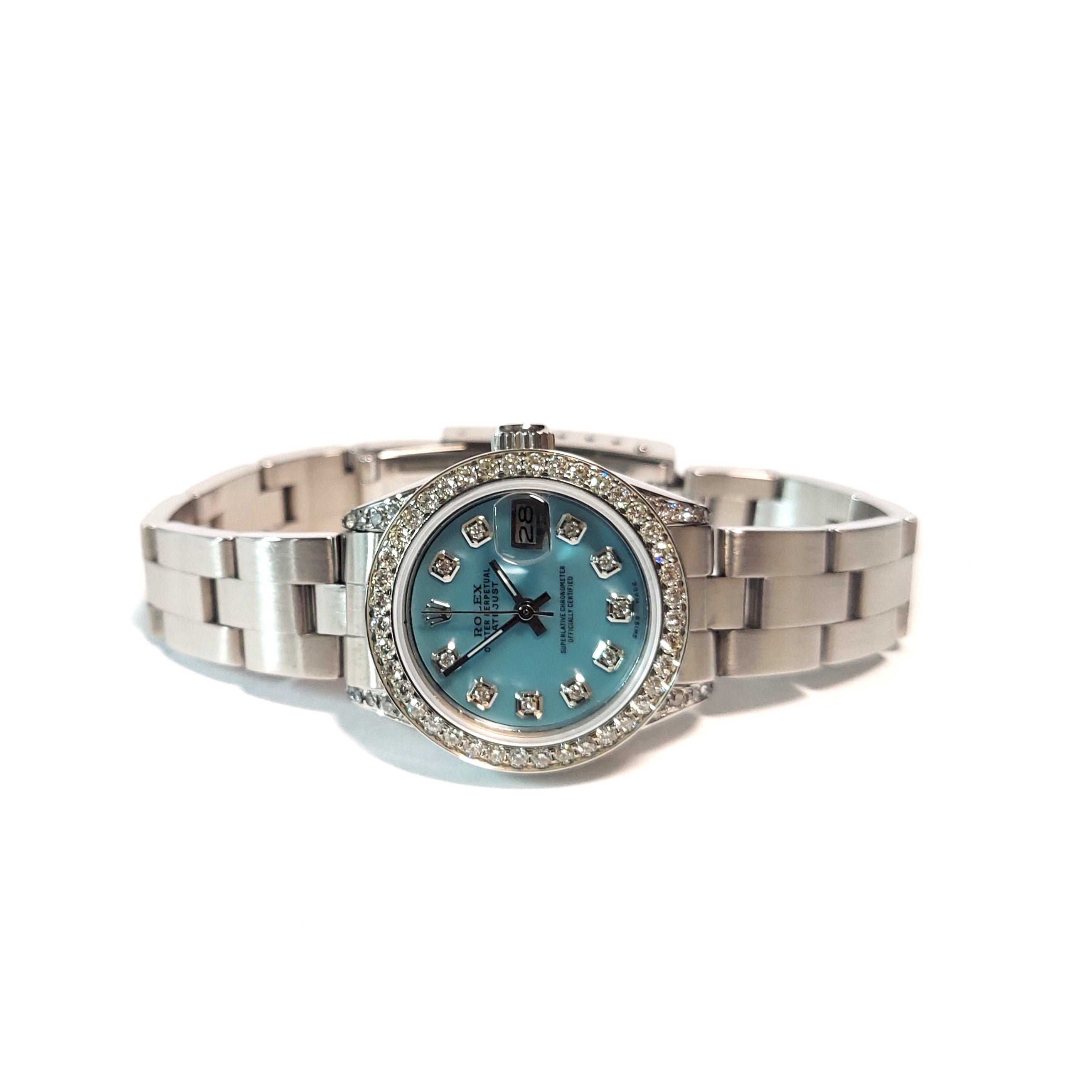 Rolex ladies 6919 Datejust Blue MOP Diamond oyster Steel For Sale at ...