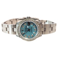 Rolex pour femmes 6919 Datejust bleu MOP Diamant Oyster Steel 
