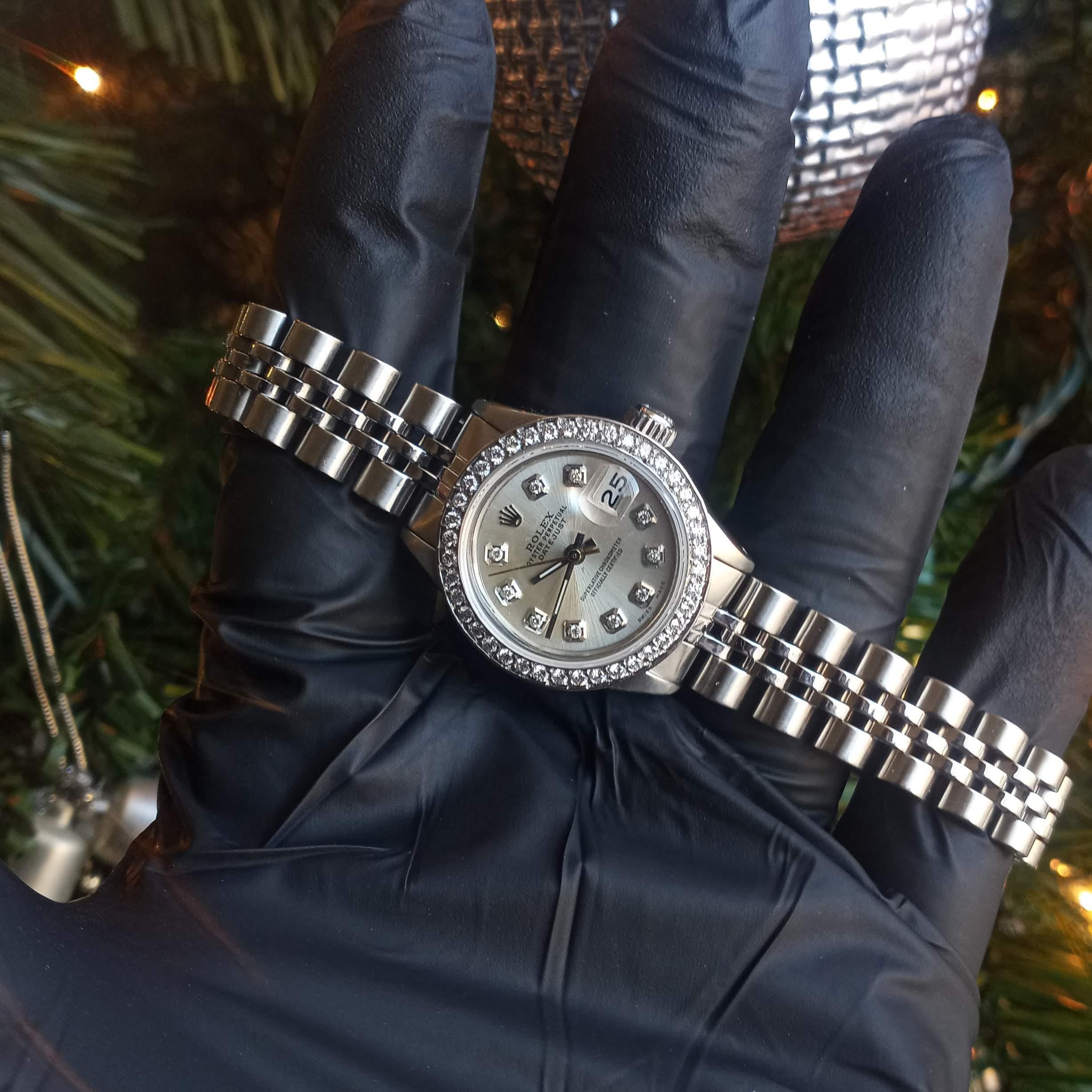 Rolex Ladies 6919 Datejust26mm Silver Diamond steel jubilee Bon état - En vente à San Fernando, CA