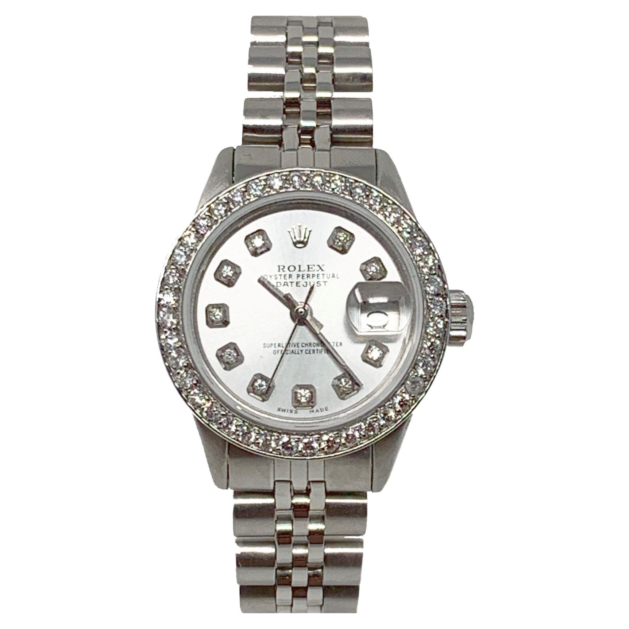Rolex Ladies 6919 Datejust Silver Diamond For Sale at 1stDibs