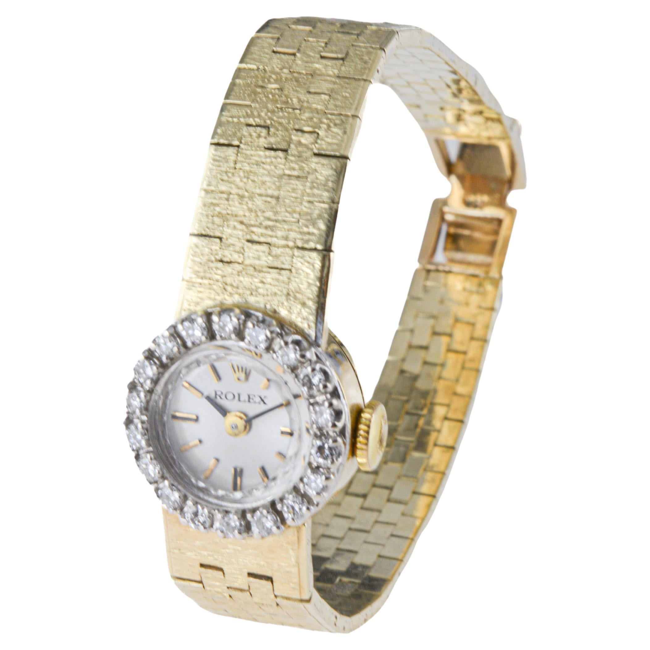 Rolex Ladies Art Deco 14Kt Solid Gold Watch with Diamond Bezel, circa 1970's 6