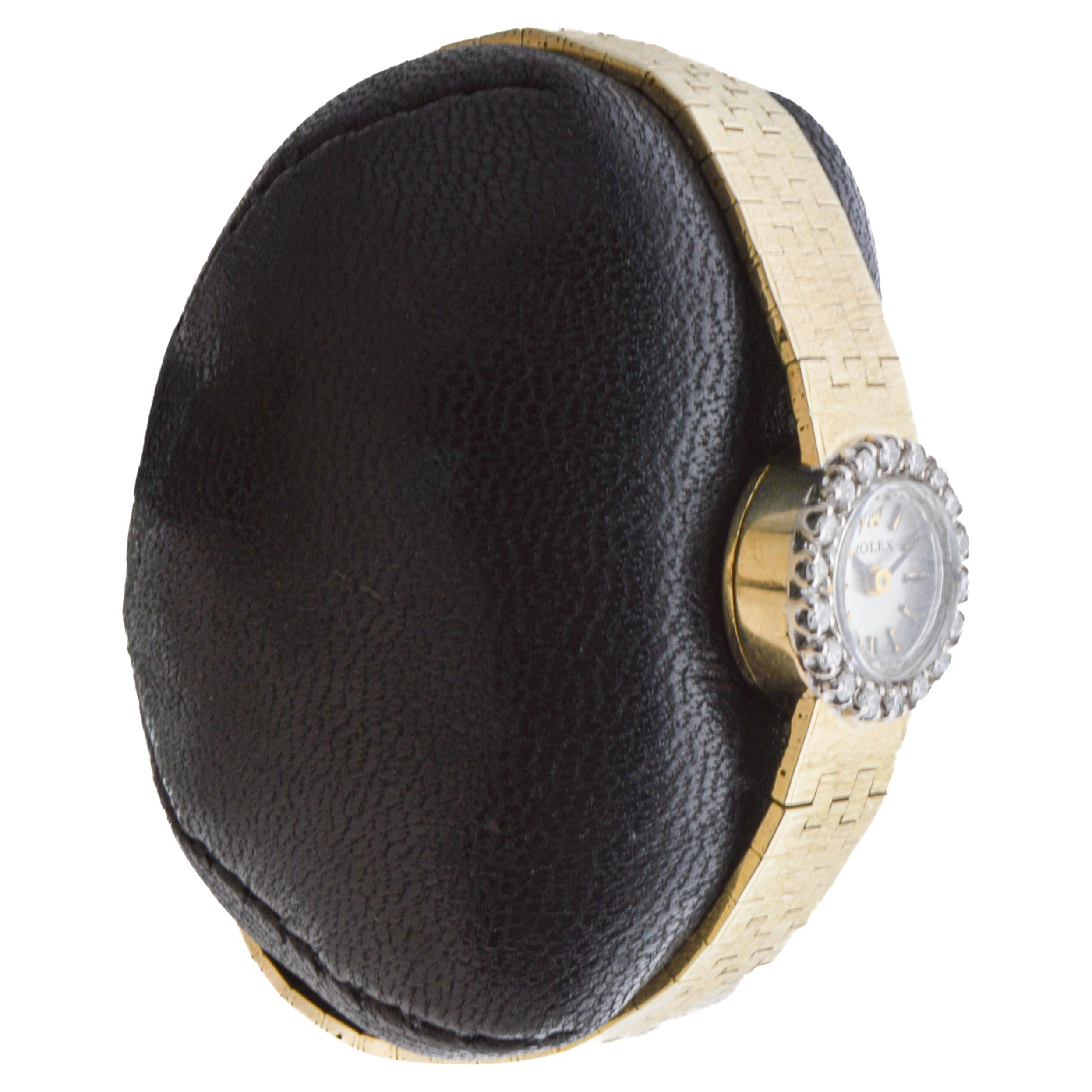Women's Rolex Ladies Art Deco 14Kt Solid Gold Watch with Diamond Bezel, circa 1970's