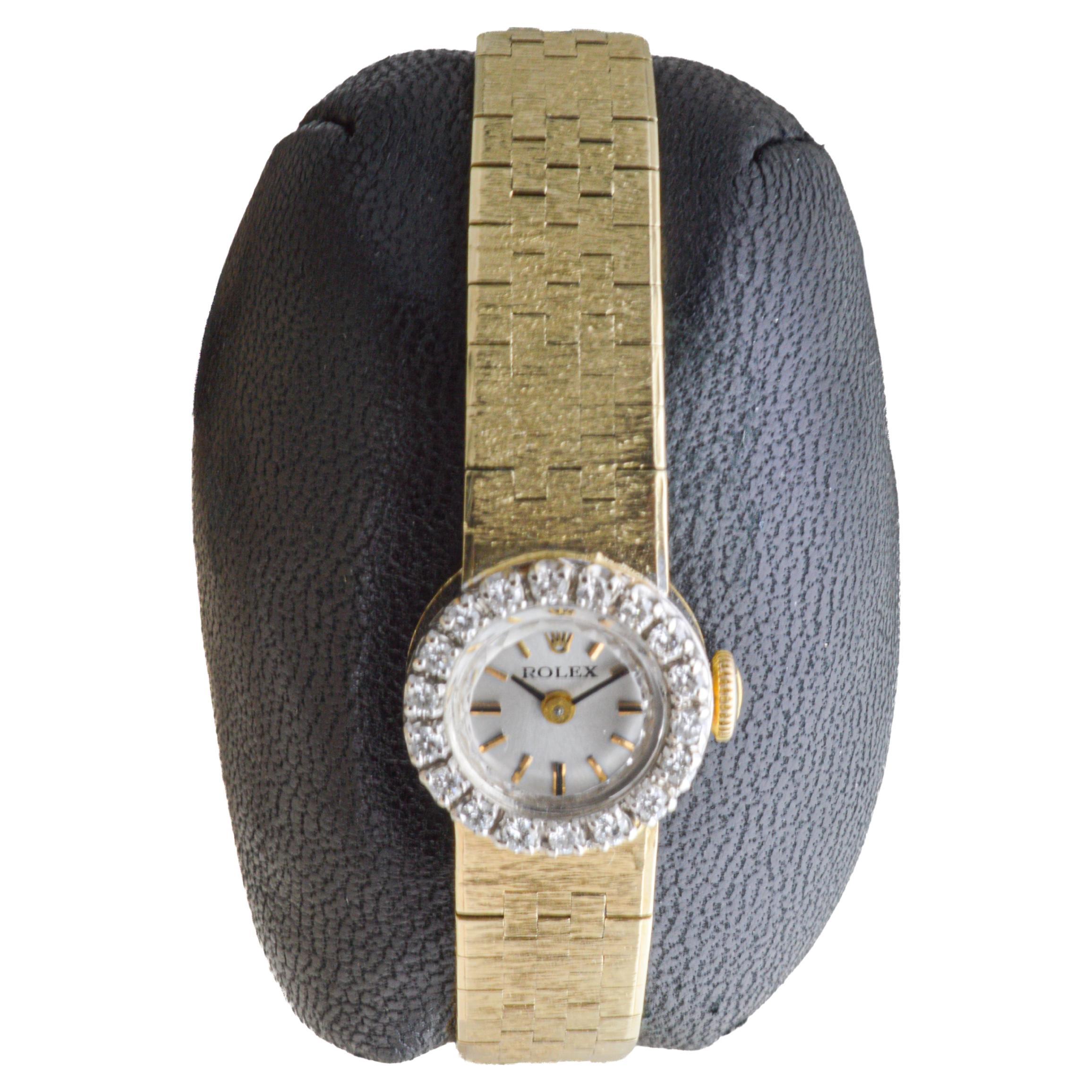 Rolex Ladies Art Deco 14Kt Solid Gold Watch with Diamond Bezel, circa 1970's 1