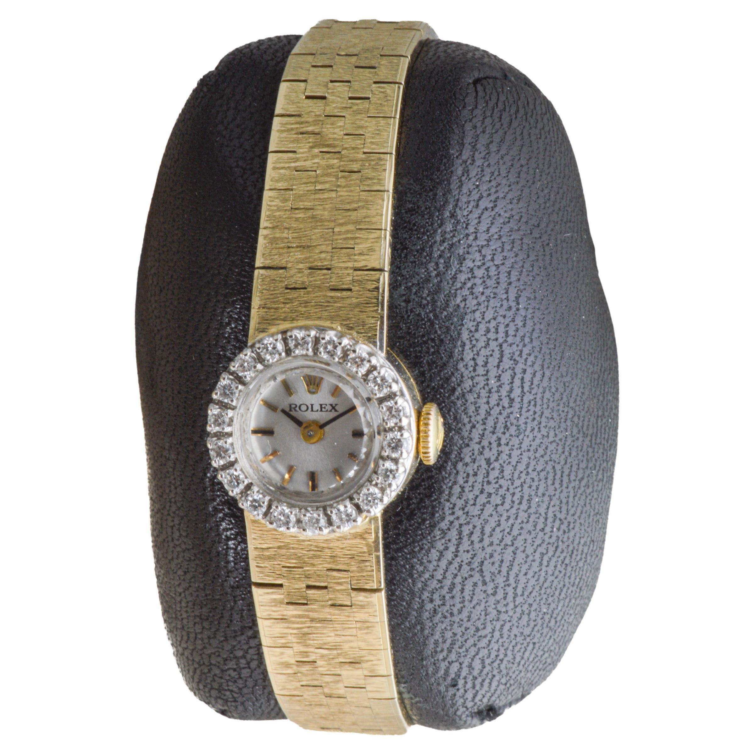 Rolex Ladies Art Deco 14Kt Solid Gold Watch with Diamond Bezel, circa 1970's 2