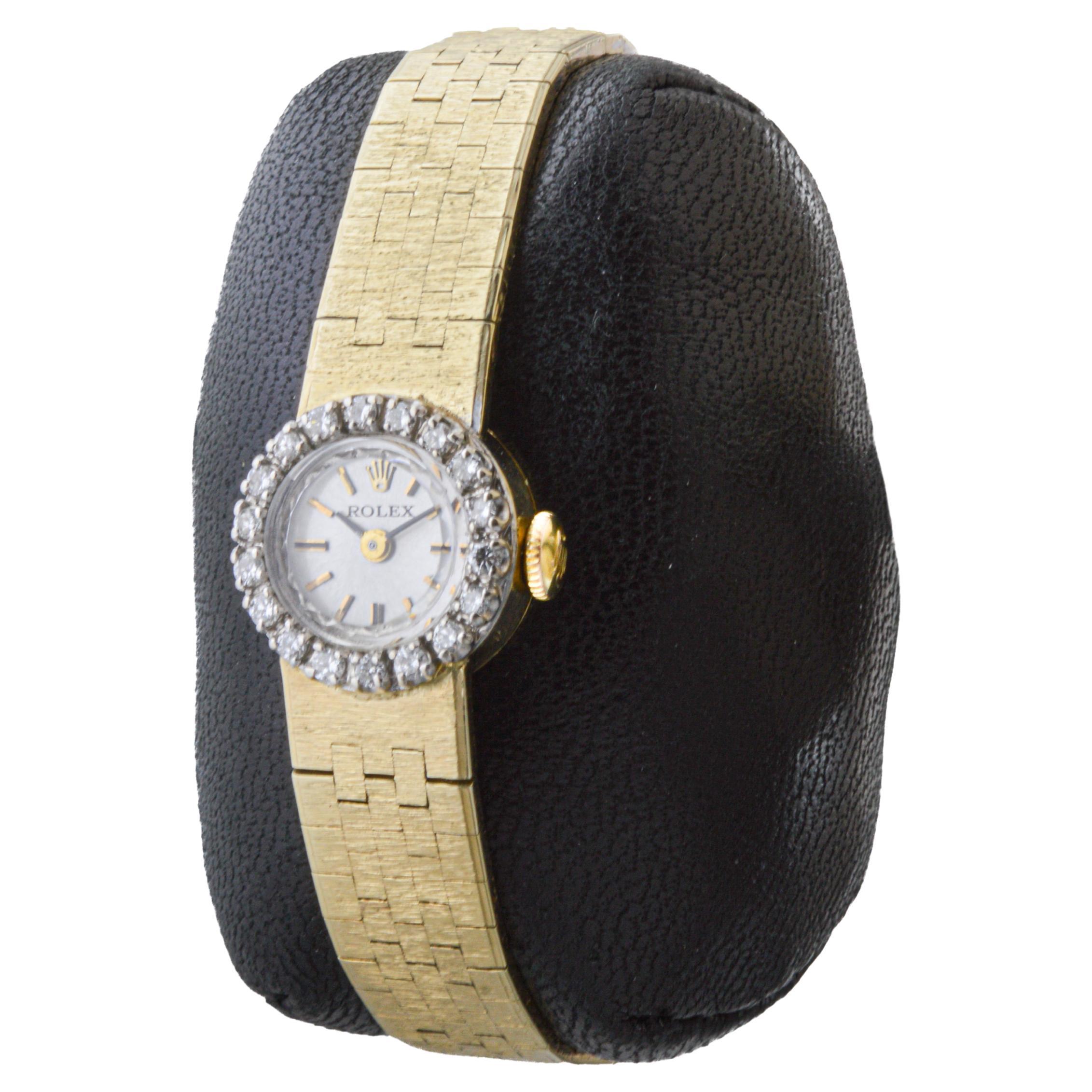 Rolex Ladies Art Deco 14Kt Solid Gold Watch with Diamond Bezel, circa 1970's 3