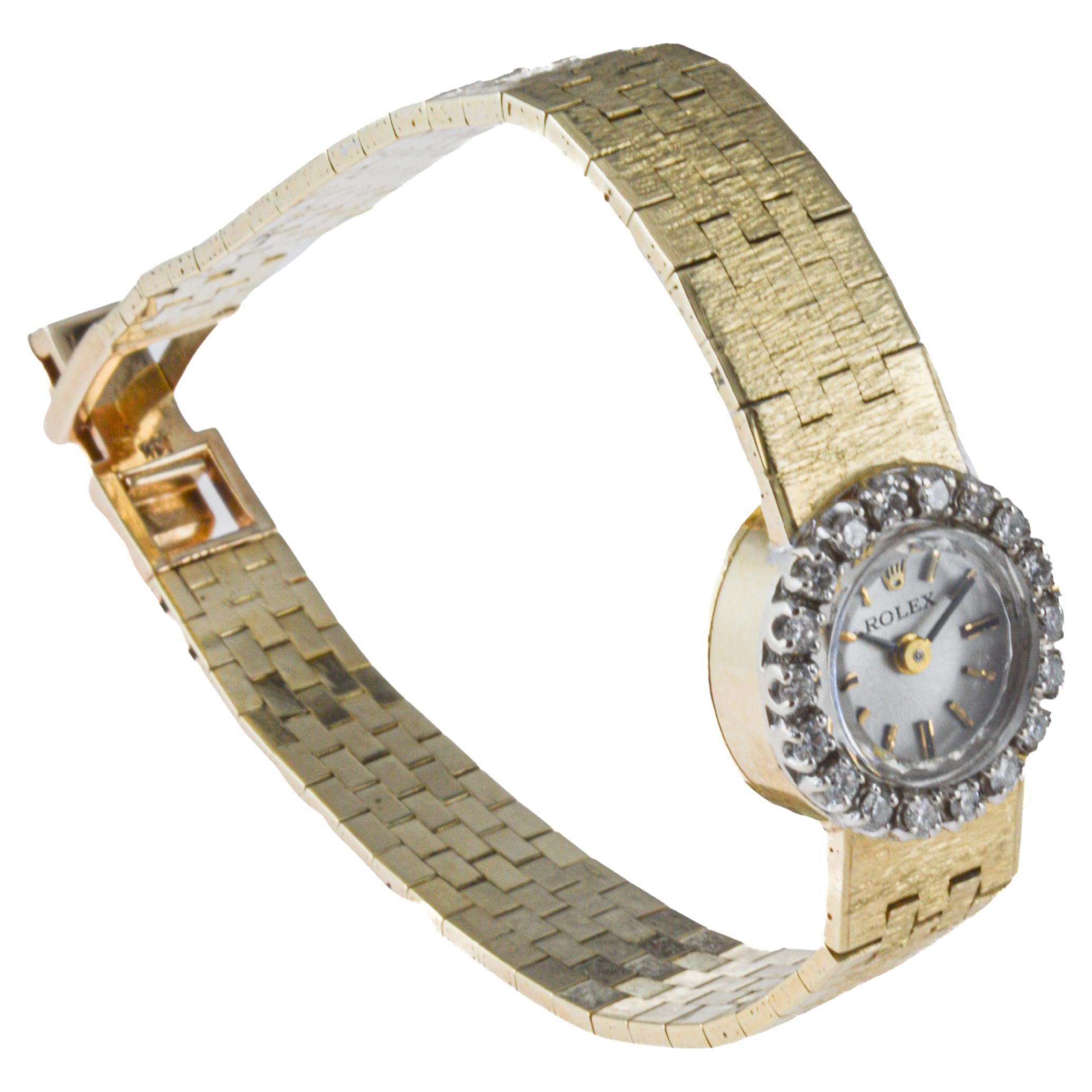 Rolex Ladies Art Deco 14Kt Solid Gold Watch with Diamond Bezel, circa 1970's 4