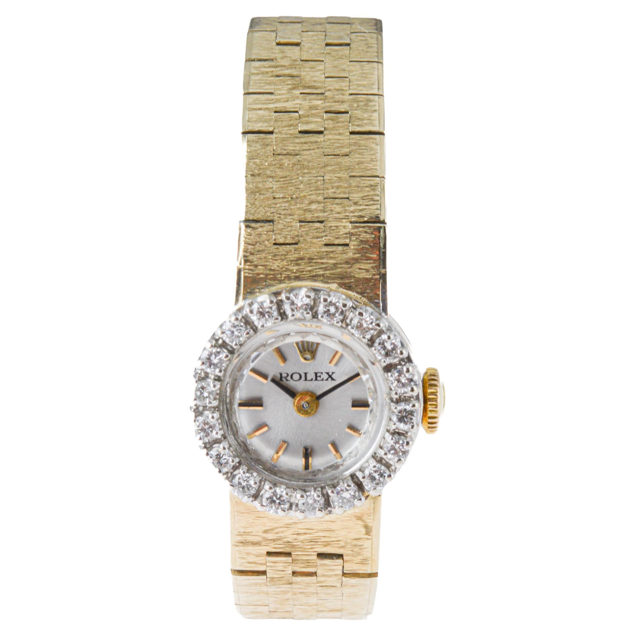Rolex Ladies Art Deco 14Kt Solid Gold Watch with Diamond Bezel, circa 1970's 5