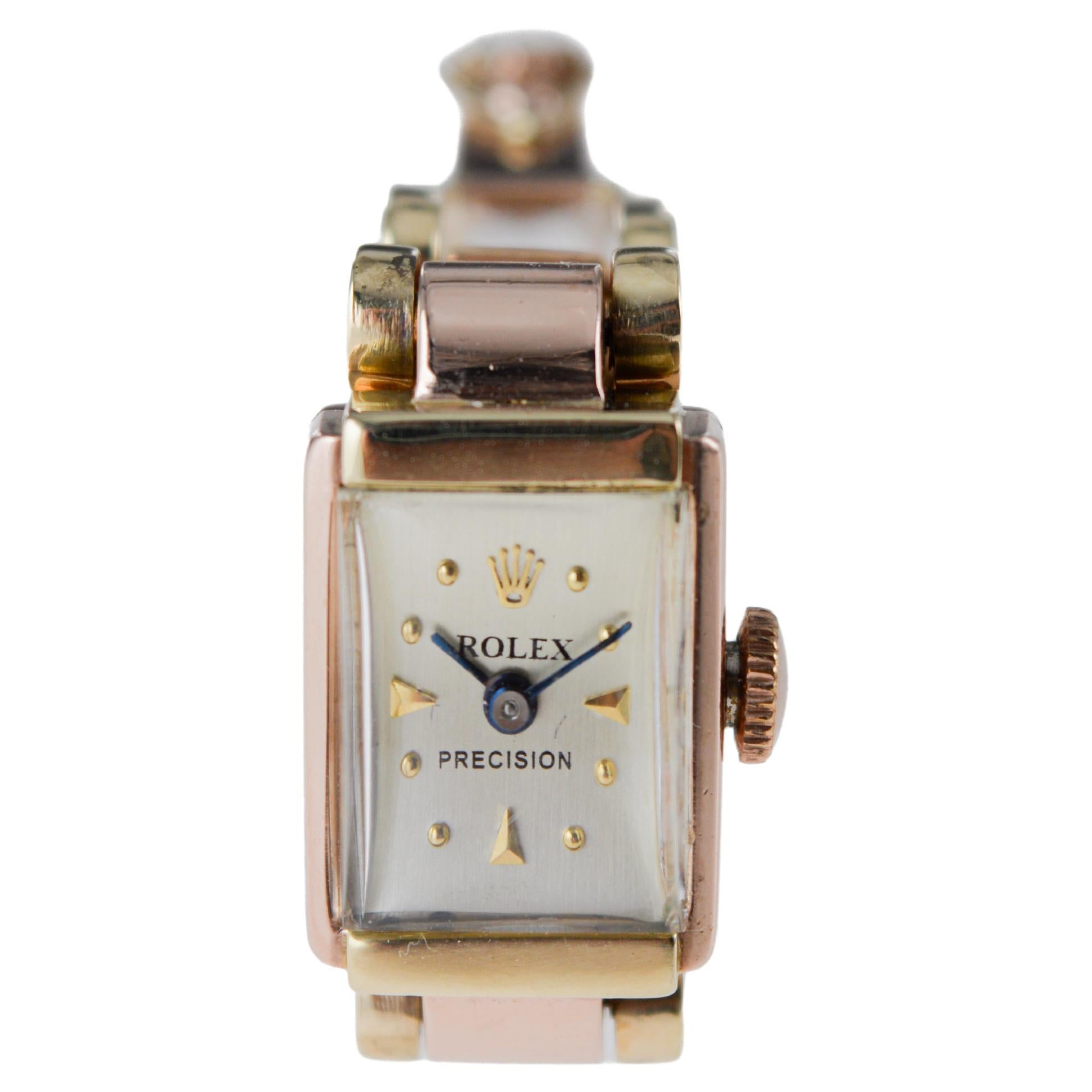 Rolex Ladies Art Deco Rare 14Kt Two-Tone Gold Bracelet Watch, circa 1940's en vente 5