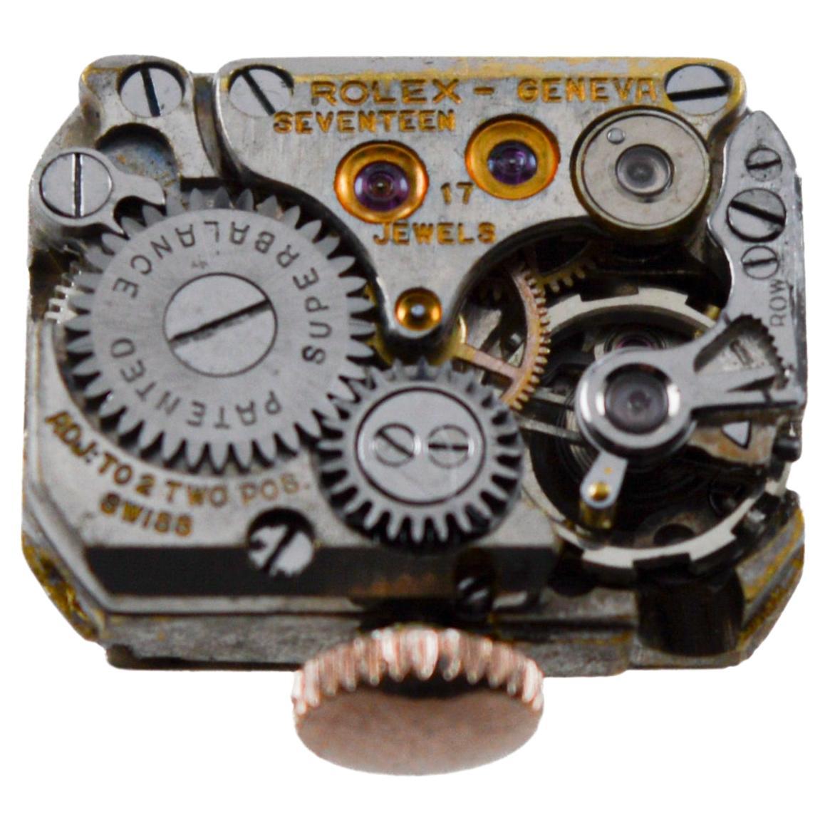 Raro reloj Rolex de señora Art Déco con brazalete de oro bicolor de 14 quilates, circa años 40 en venta 14