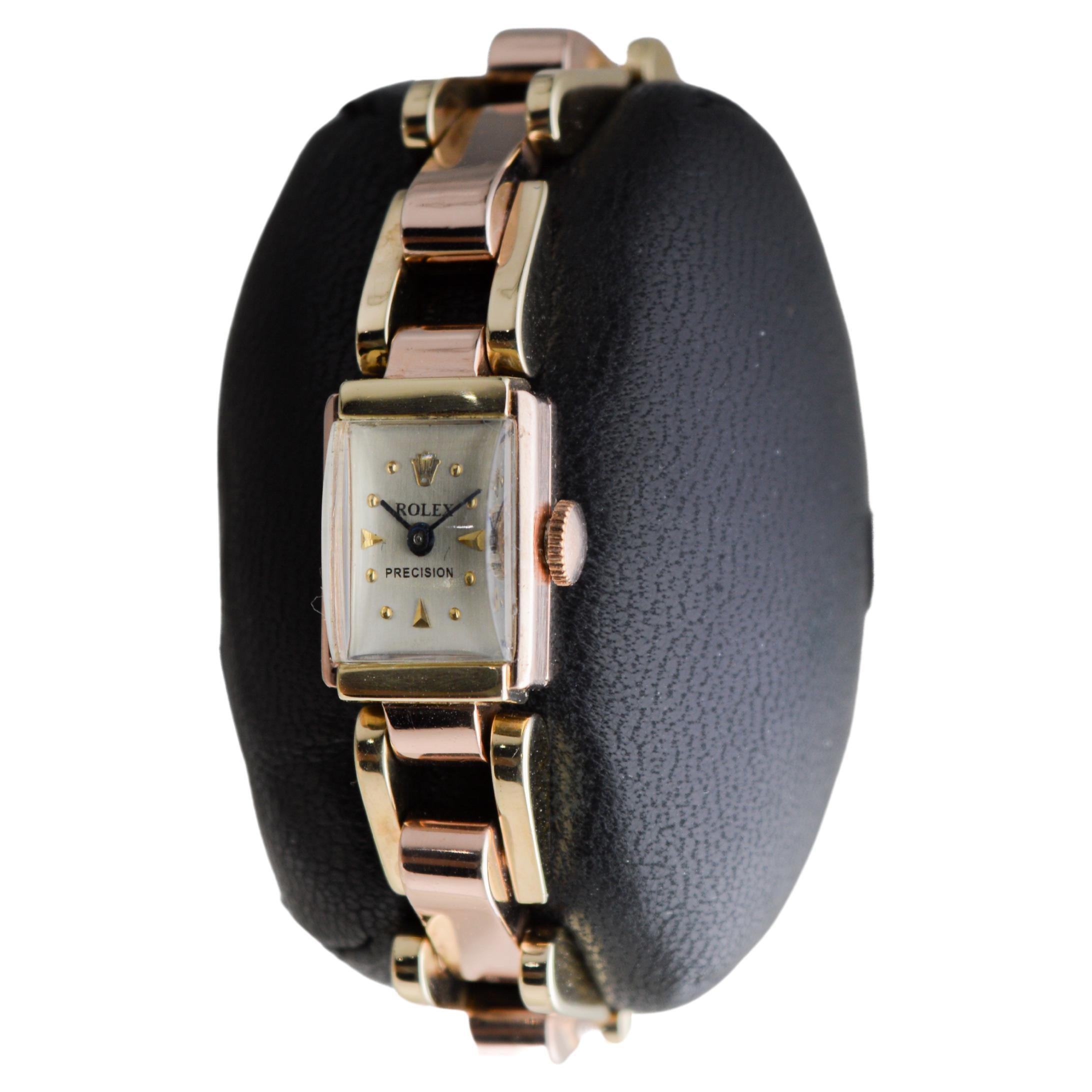 Rolex Ladies Art Deco Rare 14Kt Two-Tone Gold Bracelet Watch, circa 1940's en vente 2