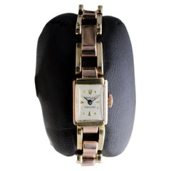 Vintage Rolex Ladies Art Deco Rare 14Kt Two-Tone Gold Bracelet Watch, circa 1940's