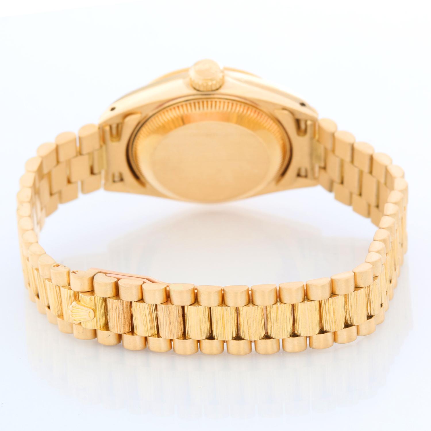 Rolex Ladies Bark President Gold Watch 69278 In Excellent Condition In Dallas, TX