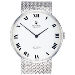 Vintage Rolex Ladies Cellini White Gold White Dial Mesh Wristwatch