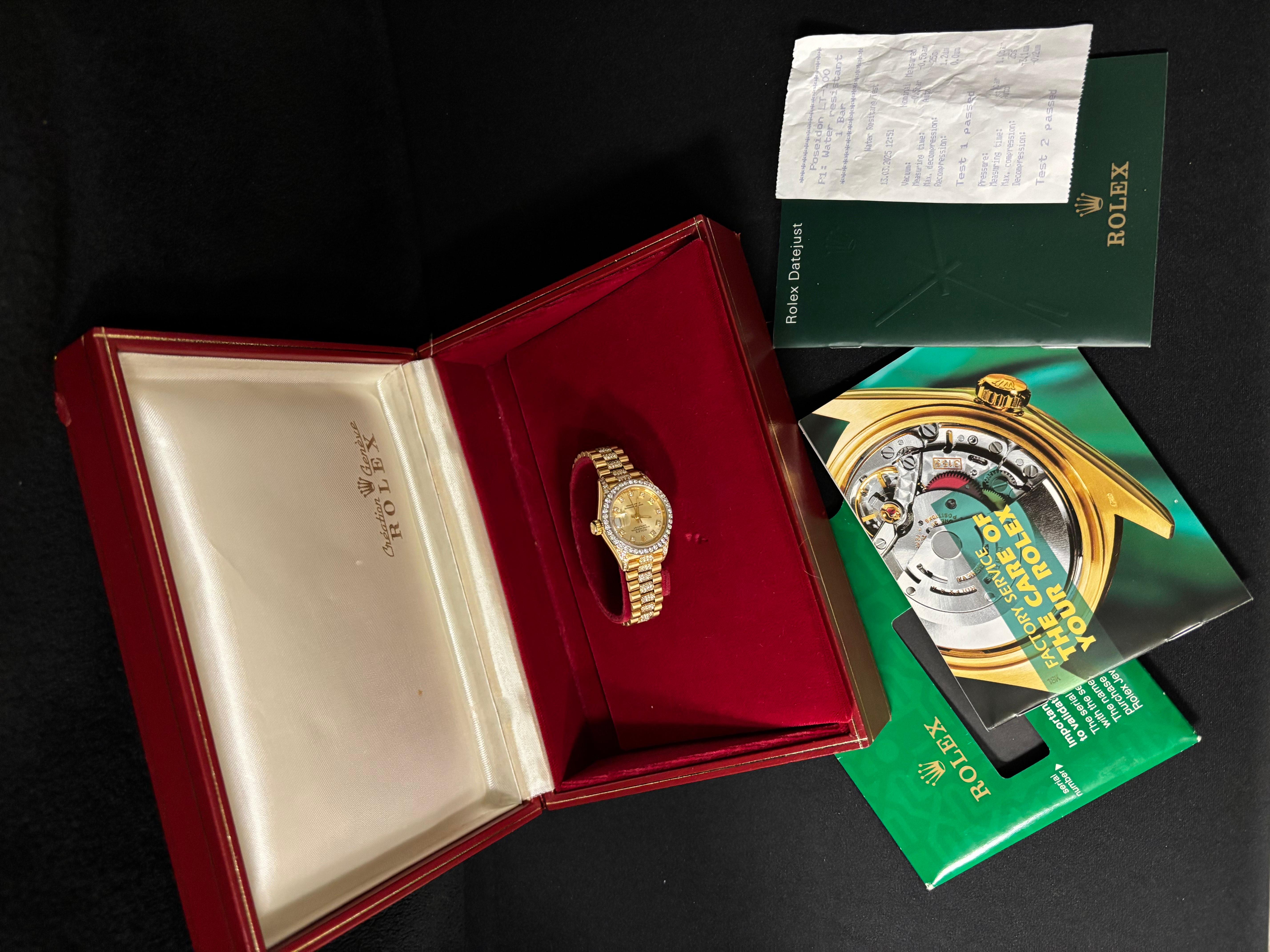 Rolex Ladies Crown Collection 69238 President Datejust Watch - Or 18 carats, diamant en vente 6