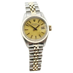 Rolex Ladies Date 6917 Champagne Dial 18K Yellow Gold Stainless Steel 26mm