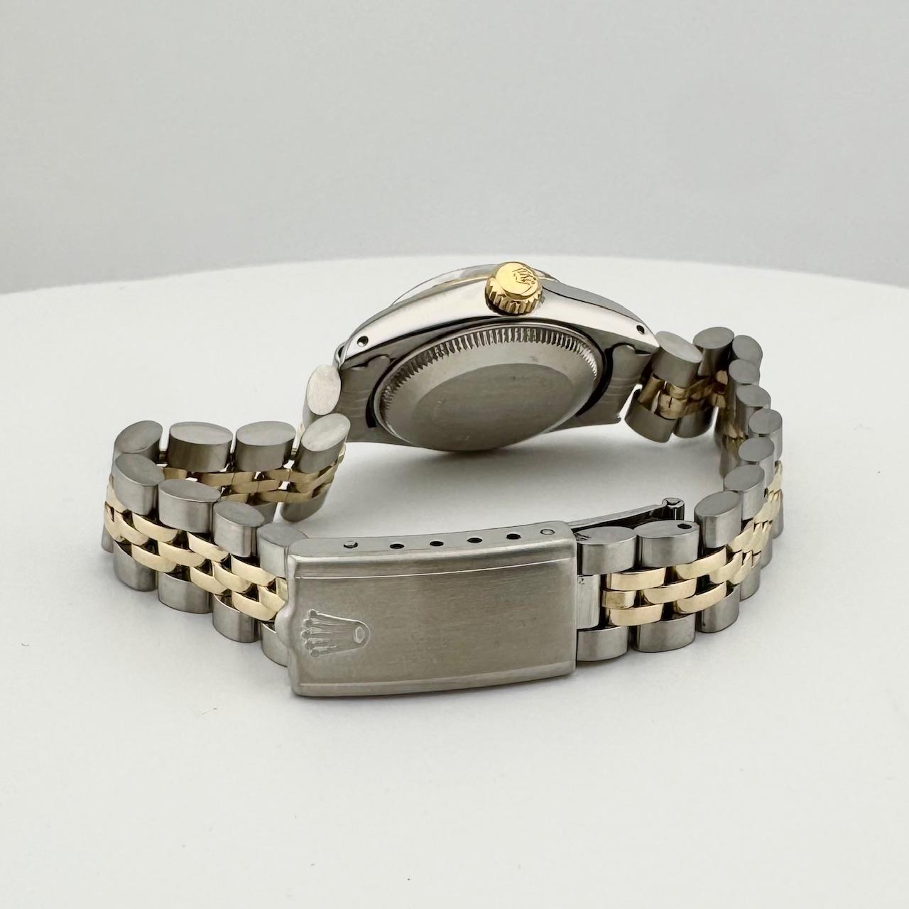 Rolex Ladies Date 6917 Quadrante argento Oro giallo 14 carati Acciaio inossidabile Scatola di carta in vendita 2
