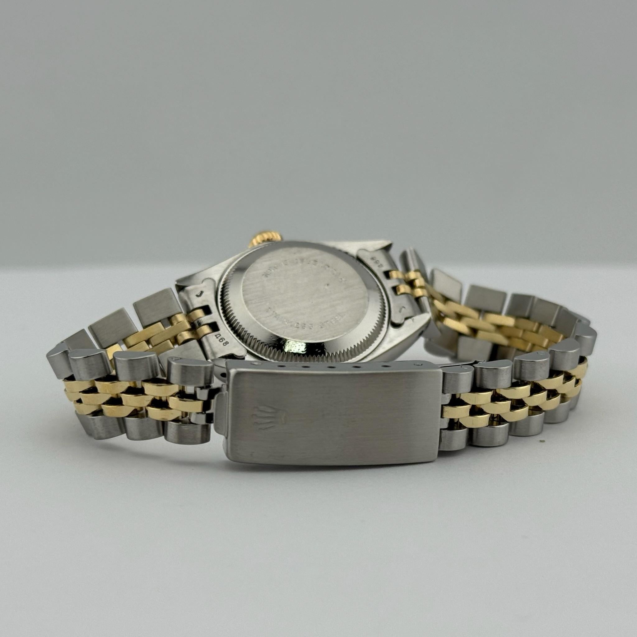 Rolex Ladies Date 6917 Esfera Plateada Oro Amarillo 14K Acero Inoxidable en venta 3
