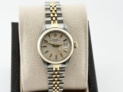 Rolex Ladies Date 6917 Silver Dial 18K Yellow Gold Steel Jubilee Band 26mm
