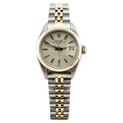 Rolex Ladies Date 6917 Silver Dial 18K Yellow Gold Steel Jubilee Band 26mm