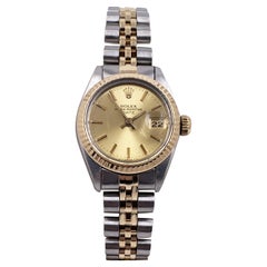 Vintage Rolex Ladies Date 6917 Two-Tone 18 Karat Bezel Champagne Dial Stainless