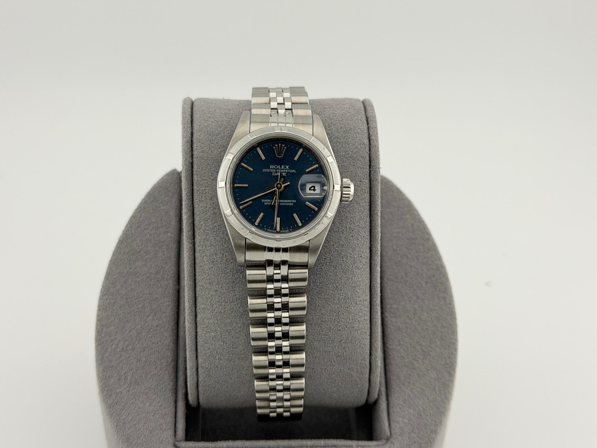 Rolex Ladies Date 69190 26mm Blue Dial Stainless Steel Jubilee en venta 6