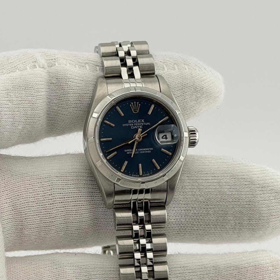 
Style Number: 69190



Serial: W73****



Year: 1995

 

Model: Rolex Ladies Date 

 

Case Material: Stainless Steel 

 

Band: Stainless Steel Jubilee

  

Bezel: Stainless Steel 

  

Dial: Blue Dial

 

Crystal: Sapphire

 

Case Size: 26mm

