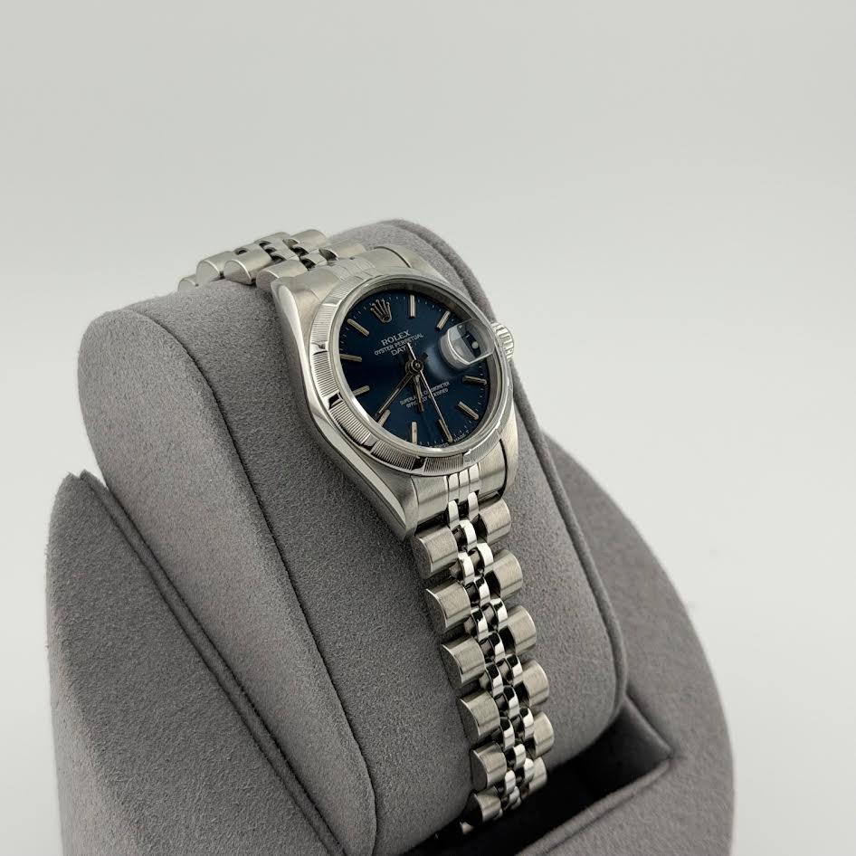 Rolex Ladies Date 69190 26mm Blue Dial Stainless Steel Jubilee en venta 3