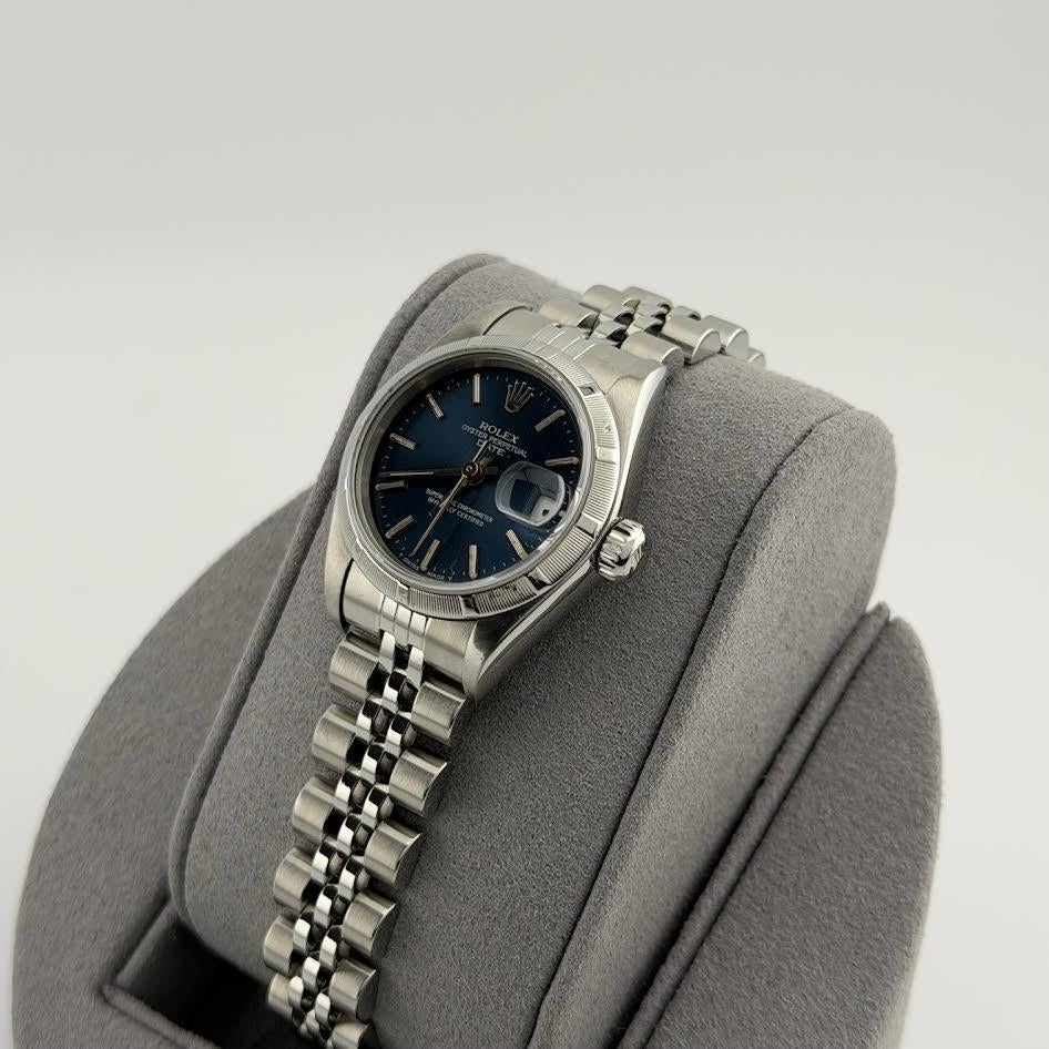 Rolex Ladies Date 69190 26mm Blue Dial Stainless Steel Jubilee en venta 4